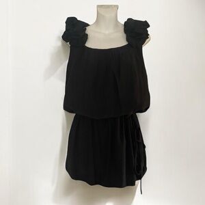 Thread Social black silk sleeveless flirty little black cocktail dress 10